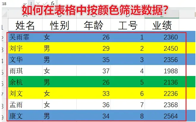 如何在Excel表格中按颜色筛选数据