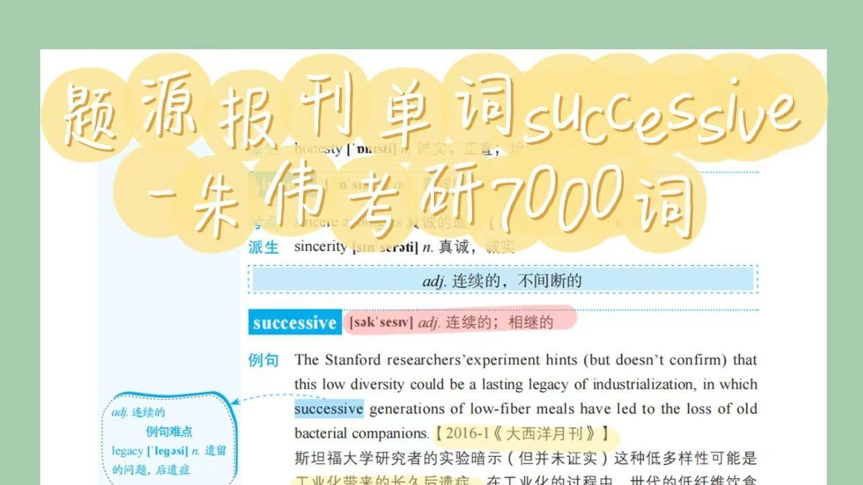 题源报刊单词successive-朱伟考研7000词zw