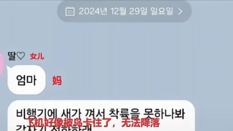 韩国客机遇难女孩发给母亲的短信