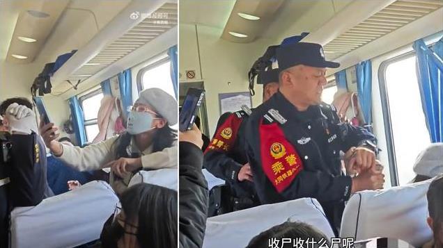 母女二人霸座不让，乘警上前劝解遭其持刀威胁，更撒泼打滚！