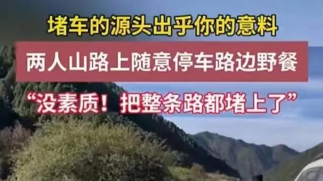 情侣户外野餐随意停车导致公路大堵车，这个原因大家能想到吗？