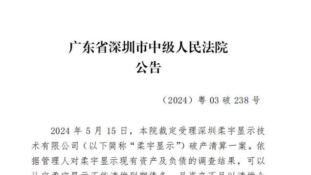 折叠手机鼻祖，柔宇科技正式破产