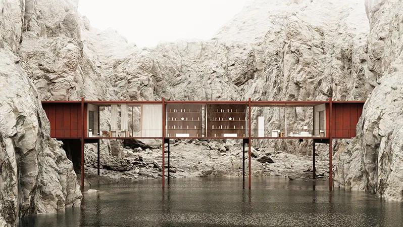 湖光山色间的高跷奇观：Kseniia Kolesnikova的日式玻璃屋