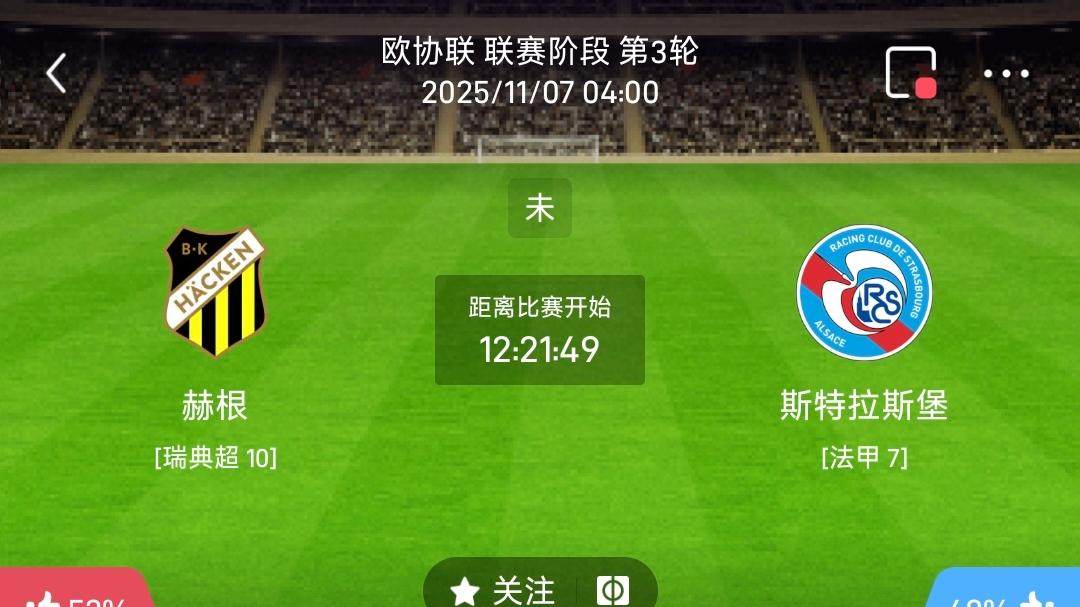 11/6 每日一场赛事解析 欧协联 赫根vs斯特拉斯堡