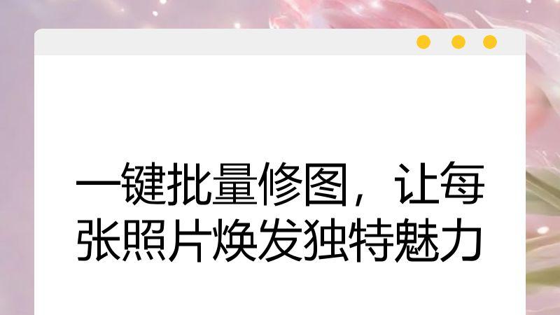 一键批量修图，让每张照片焕发独特魅力