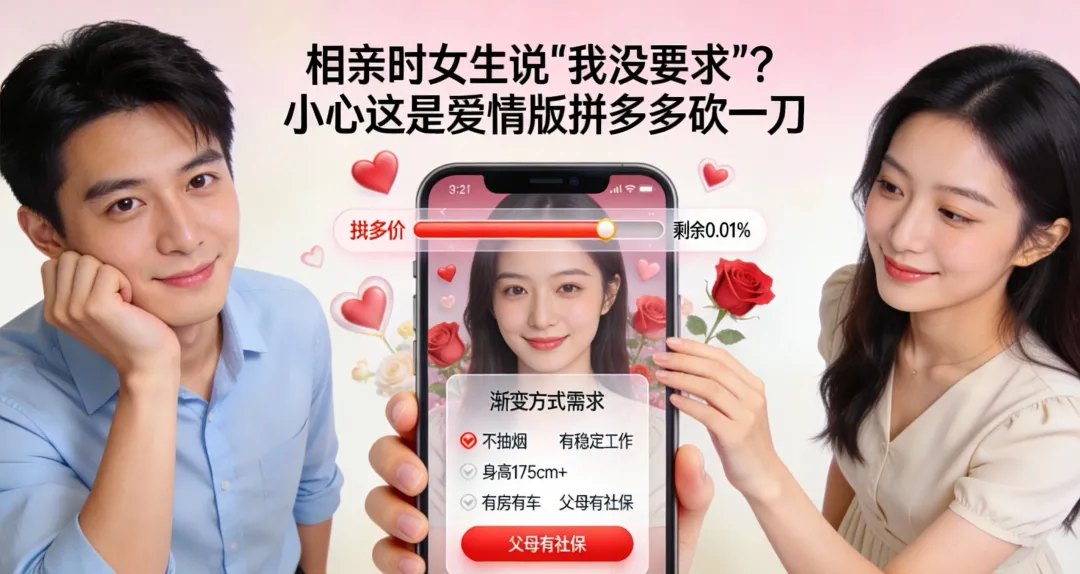 相亲时女生说"我没要求"？小心这是爱情版拼多多砍一刀