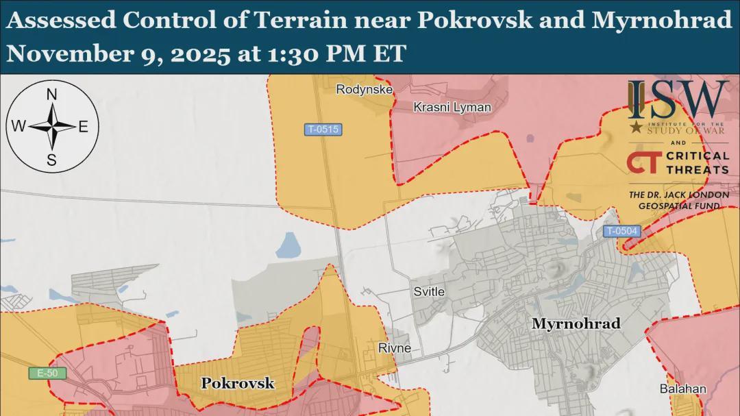 美国战争研究所数据显示，红军城战役接近结束，米尔诺格勒战役开打