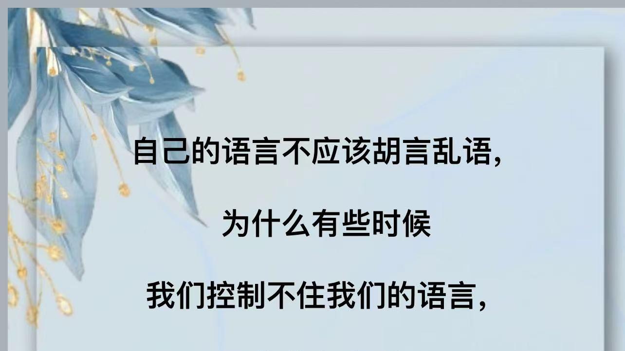 自己的语言不应该胡言乱语