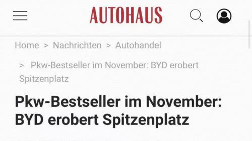 宋PLUS首夺德国插混月度销冠  比亚迪全球化驶入“快车道”