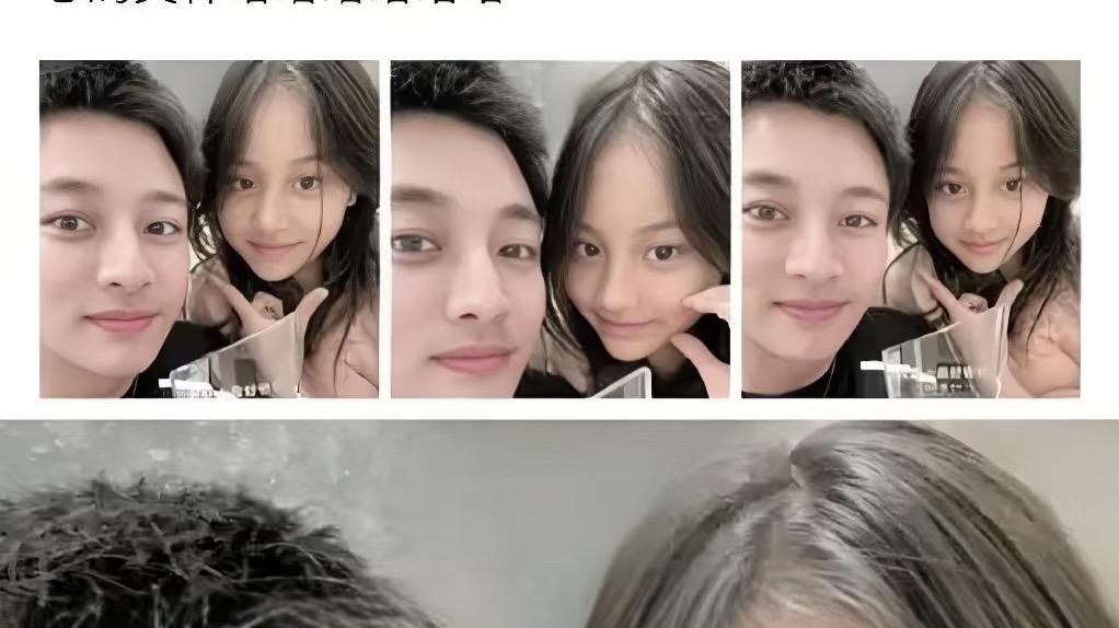 贾乃亮为女儿庆生，13岁甜馨黄头发很显白，圆脸尖下巴和妈妈一样