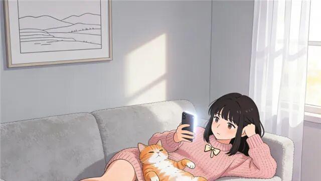 一手握着手机，一手握着空虚