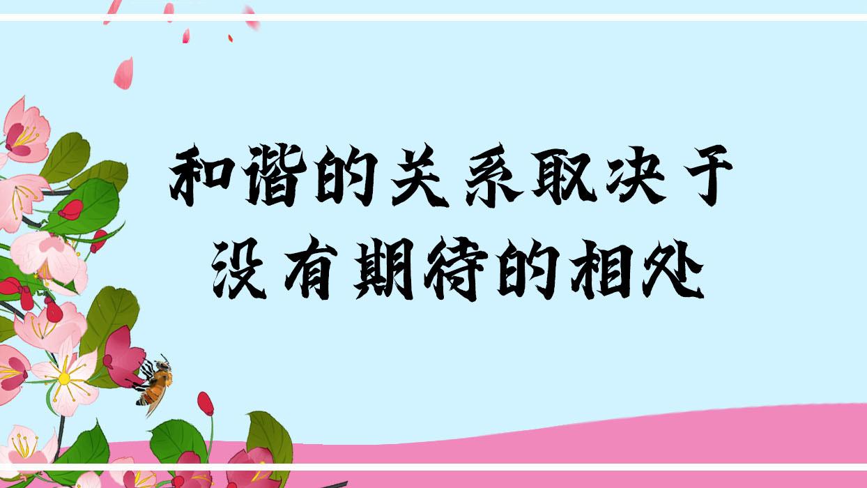 和谐的关系取决于没有期待的相处