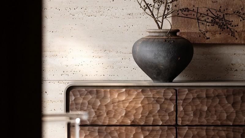 VISN「玲珑艺术雕刻柜」：传统锤纹遇见现代木作