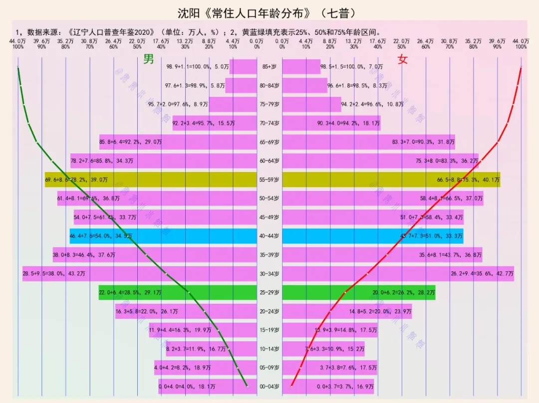 沈阳常住人口年龄构成：三分之一的女性在55岁以上