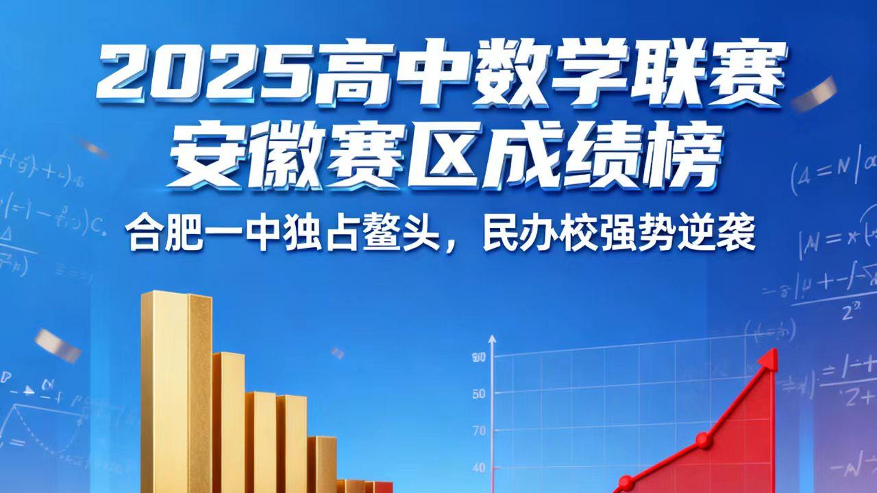 2025高中数学联赛安徽赛区放榜！合肥一中独占鳌头，这民校成黑马