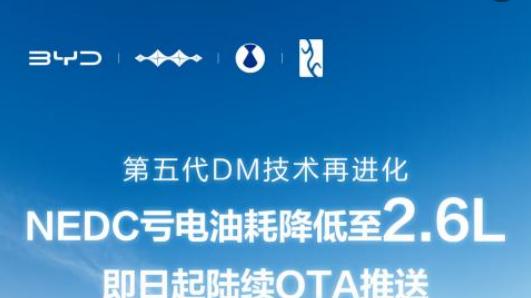 亏电油耗低至2.6L比亚迪第五代DM技术OTA来了！