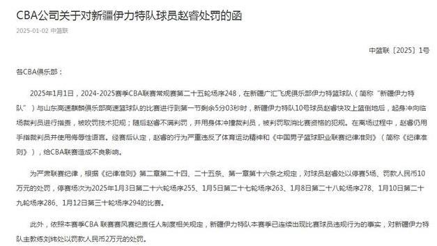 CBA最新消息！赵睿被重罚，陈盈骏伤病情况出炉，博班抵达广厦！