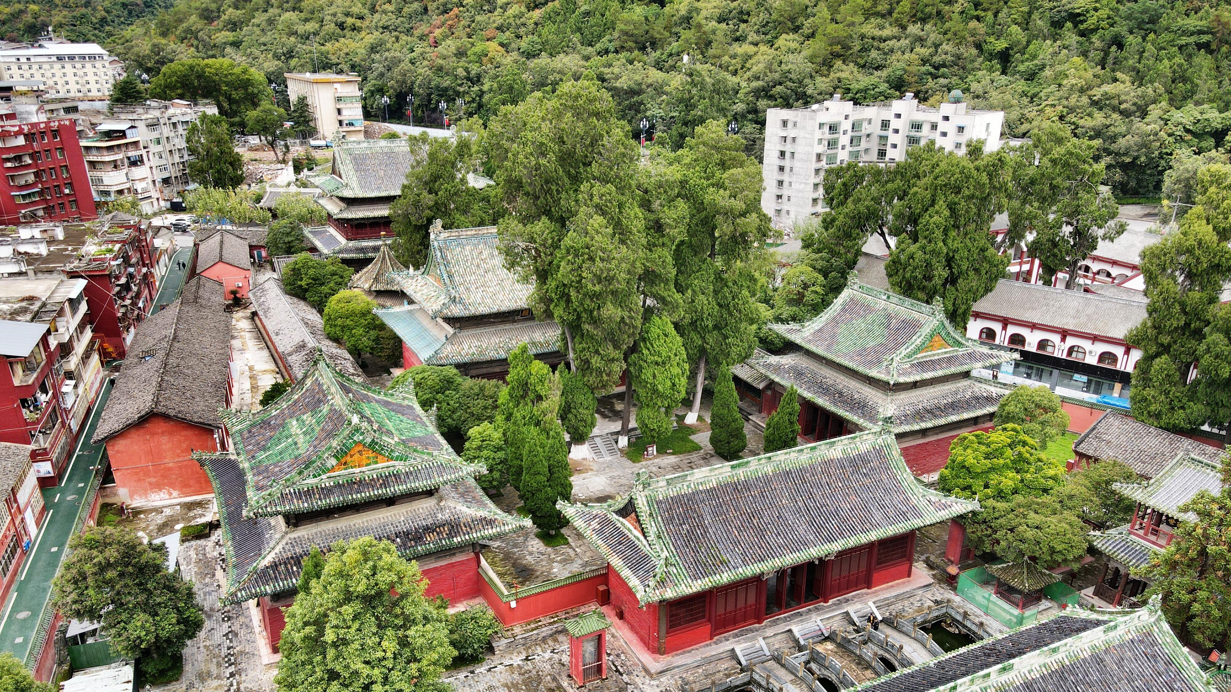 蜀中深山藏古寺，楠木殿宇六百年，一朝叩门见大明