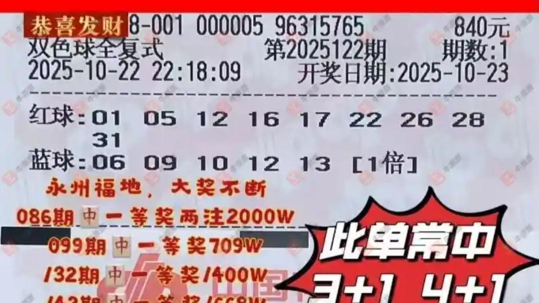 双色球25122期晒票: 2张万元票领衔亮相