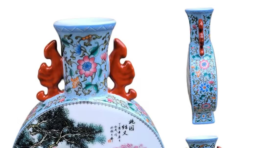 5101-张松茂 2017《江山双绝》抱月瓶：30cm 瓷体里的工艺、美学与精神三维度