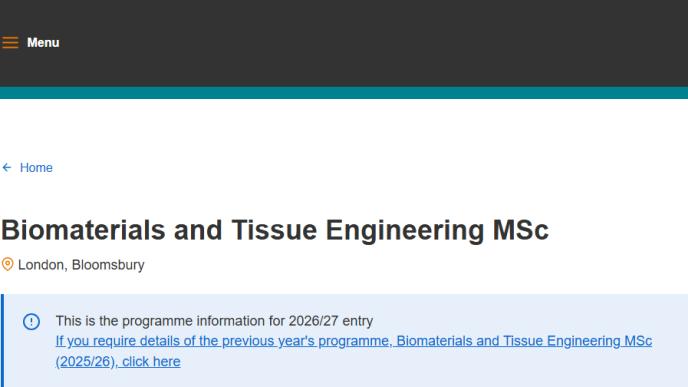 2026伦敦大学学院生物材料与组织工程硕士录取案例！