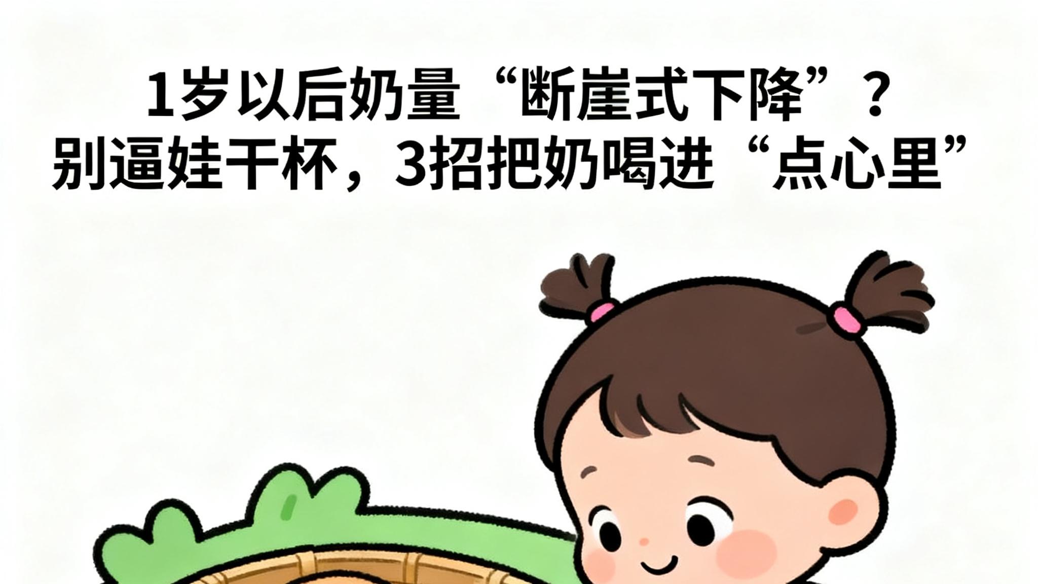 1岁以后奶量“断崖式下降”？别逼娃干杯，3招把奶喝进“点心里”