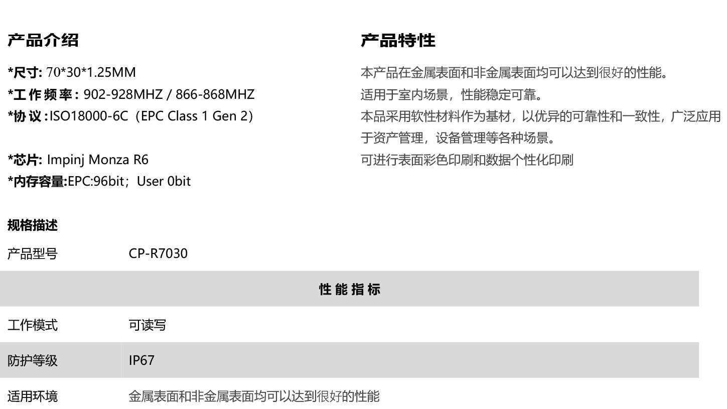 CP-70*30柔性抗金属标签