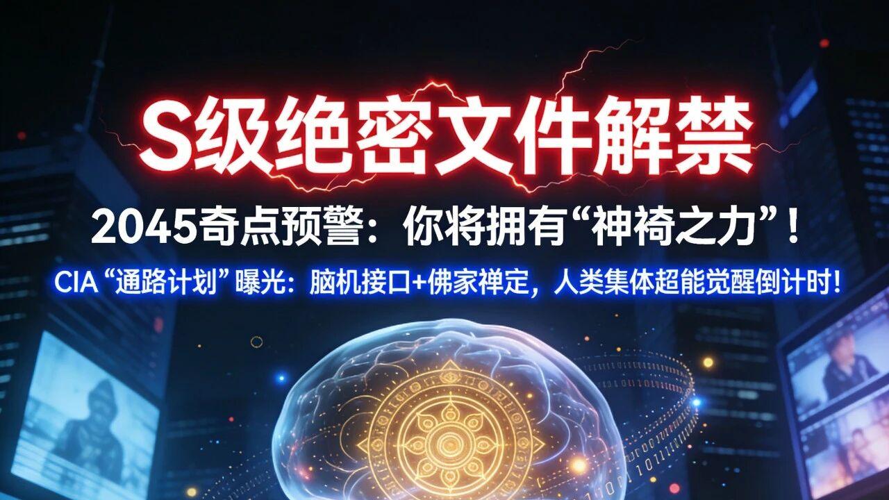 2045奇点预警：你将拥有“神祇之力”！CIA“通路计划”曝光：脑机接口+佛家禅定，人类集体超能觉醒