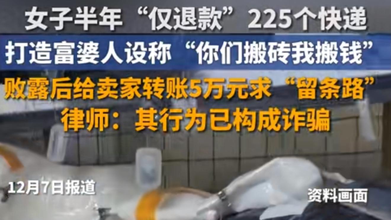 女子仅退款225个快递或面临数年徒刑