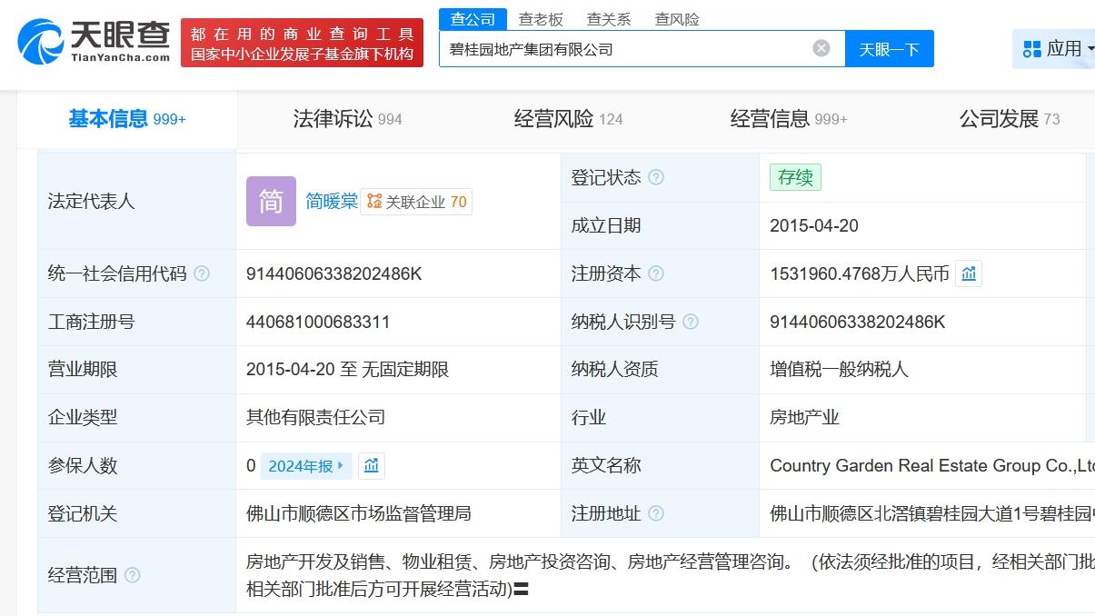 碧桂园地产集团等被执行4.2亿