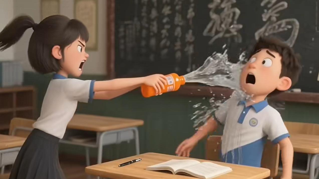 上海上演女版“我爸是李刚”! 女生连泼男生两瓶饮料, 男生被拉偏架