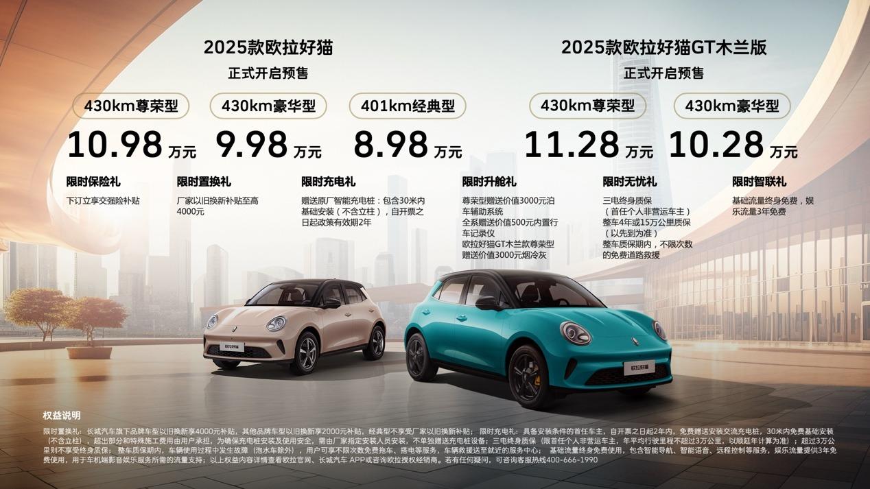 以经典造就精品 2025款欧拉好猫8.98万元开启预售