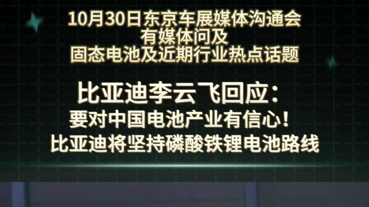 比亚迪坚持磷酸铁锂技术，促进动力电池行业发展