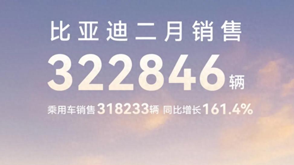 比亚迪，2月销售超32万辆！