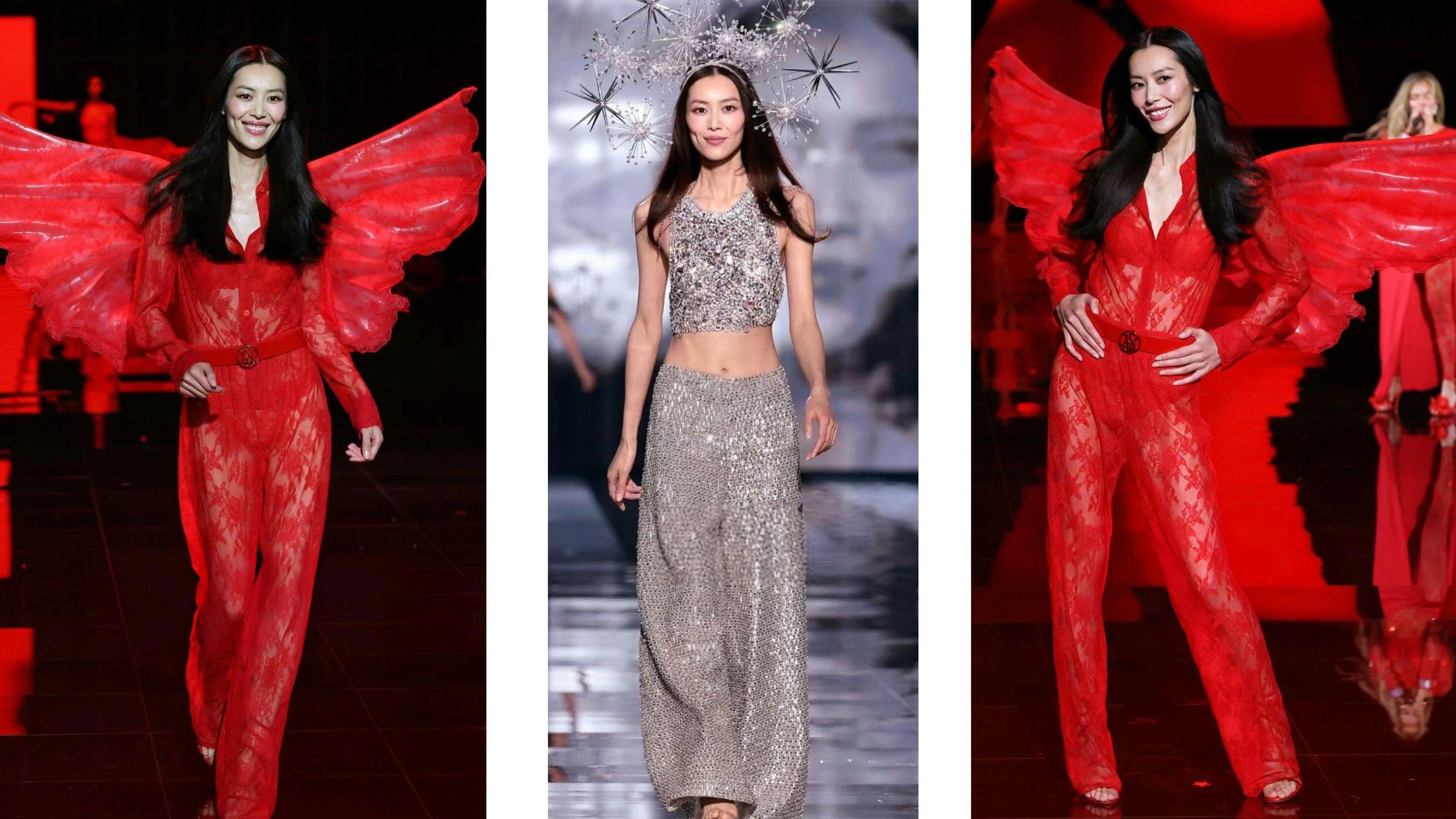 刘雯九登维密！30斤重的裤子，也没藏住她的超模气场！