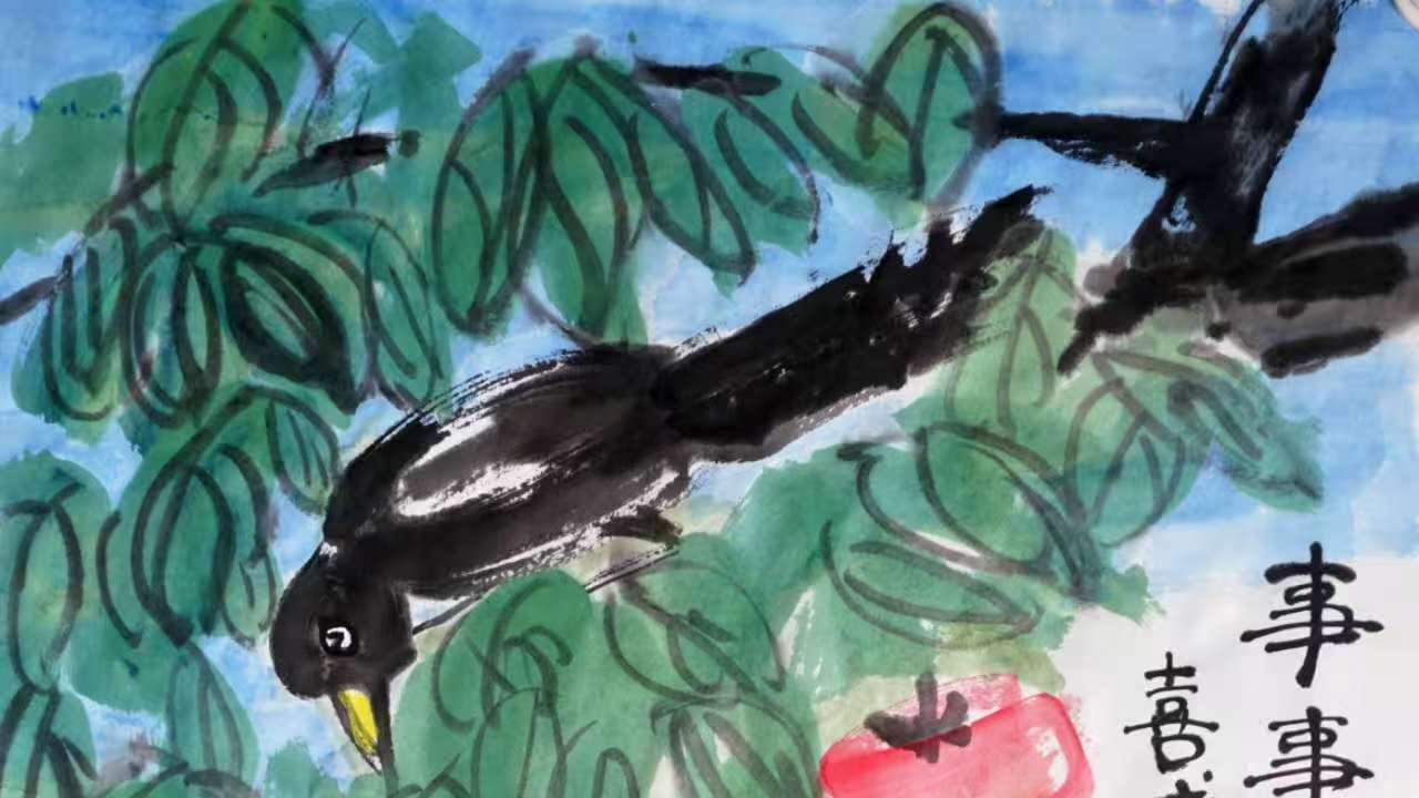 乐山人杨邦杰博士书画近作欣赏——柿子红了