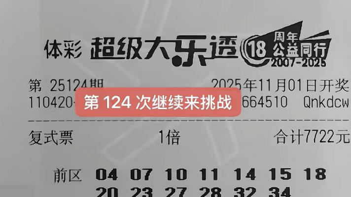 7722再次举起复式大旗，16倍拆解操作引热议，大乐透25124期晒票