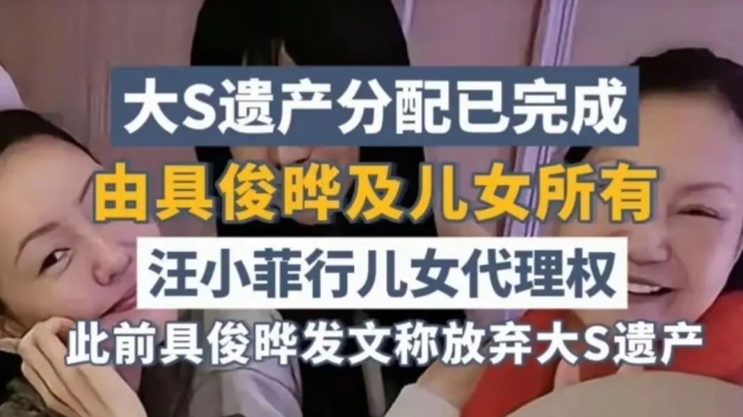 大S遗产分割子女继承具俊晔放弃



豪门遗产大战，大S生前布局十年，算计了所有