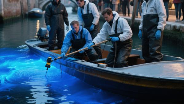 威尼斯河道突现荧光蓝水波 专家紧急排查未知污染源