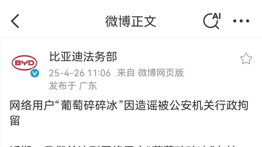 比亚迪严厉反击黑公关