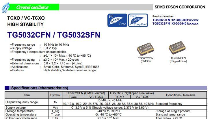 高精度温补晶振TG5032CFN的特性与应用场景