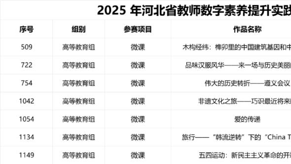 喜报！河北外国语学院教师在2025年河北省教师数字素养提升实践活动中斩获佳绩