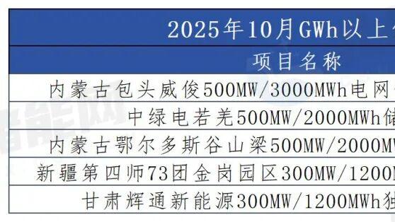 2025年10月储能系统中标TOP10：海博思创独占5GWh，赣锋冲上第三！