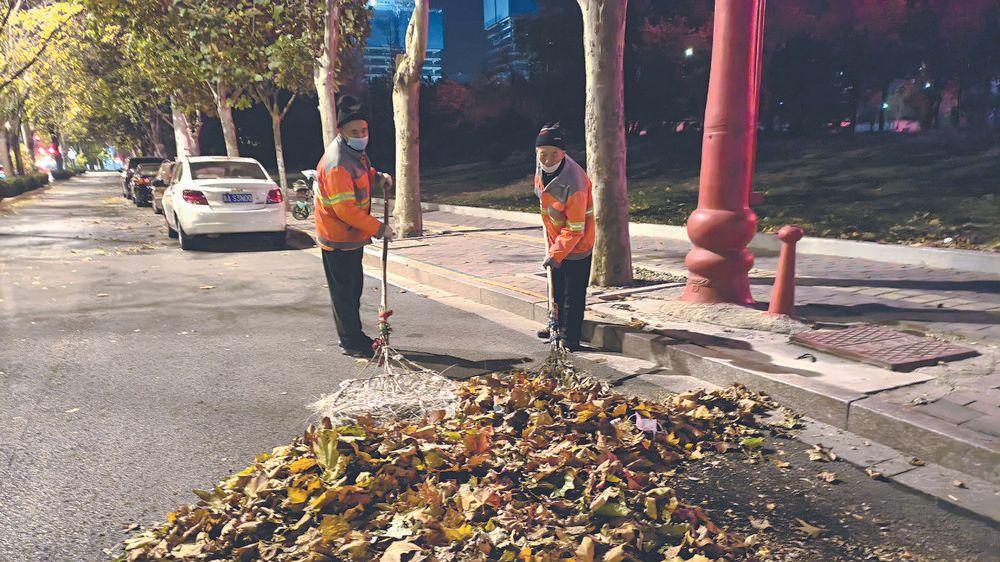 石家庄：狂风肆虐落叶飞 橙衣执甲保畅通