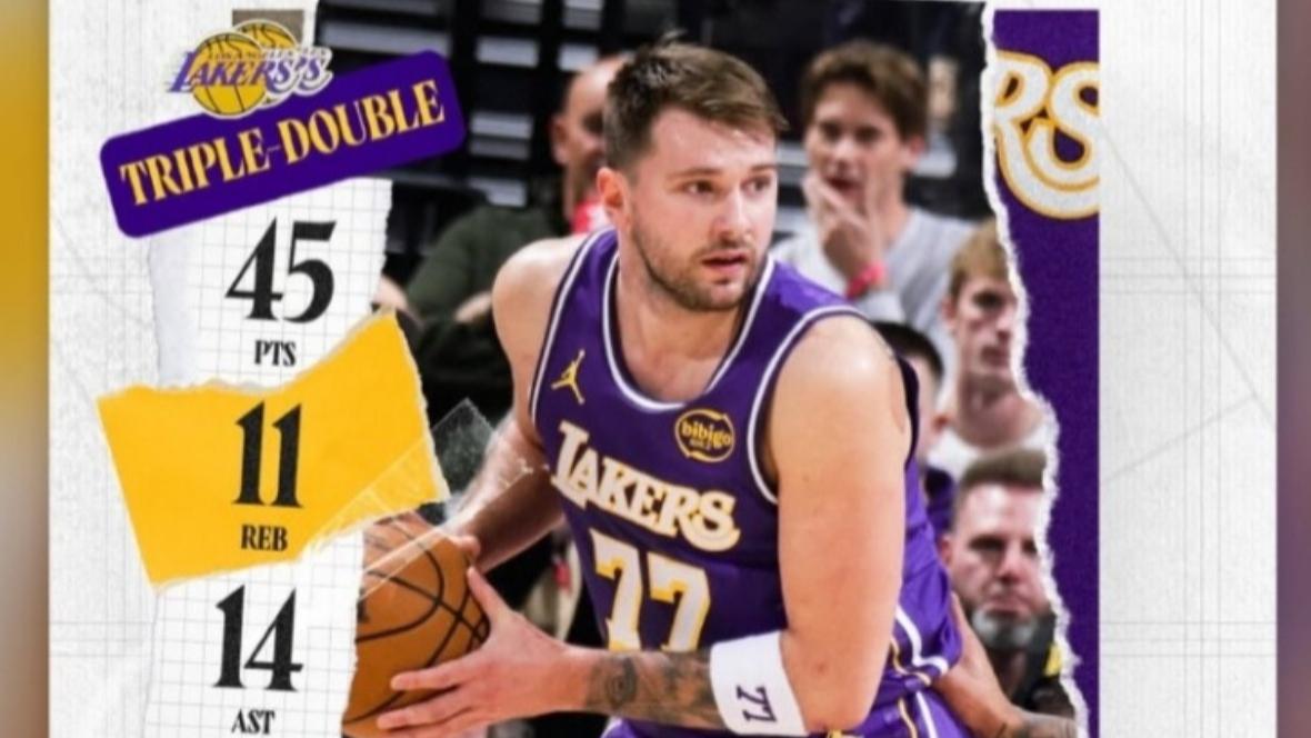 东契奇狂砍45+11+14，湖人自媒体提出质疑，为何带队赢球的是老詹