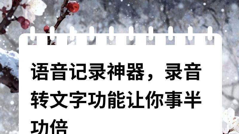 语音记录神器，录音转文字功能让你事半功倍