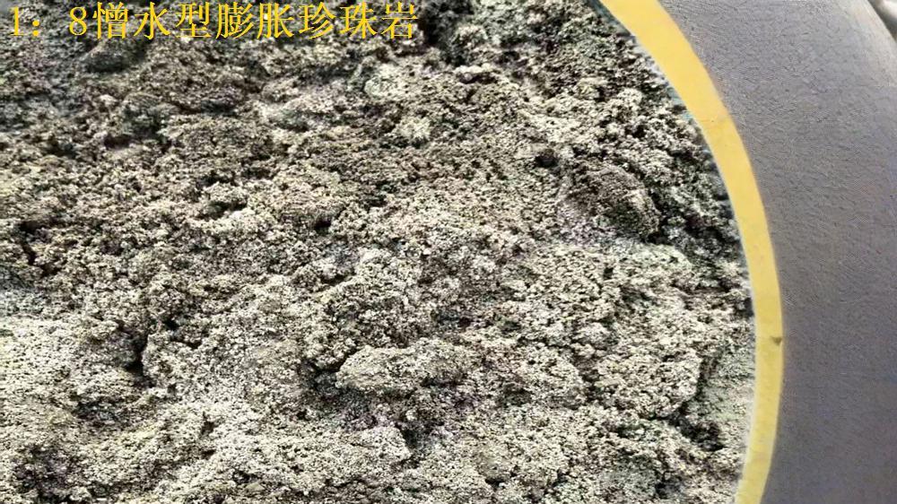1: 8憎水型水泥膨胀珍珠岩找坡材料密度与强度的关系