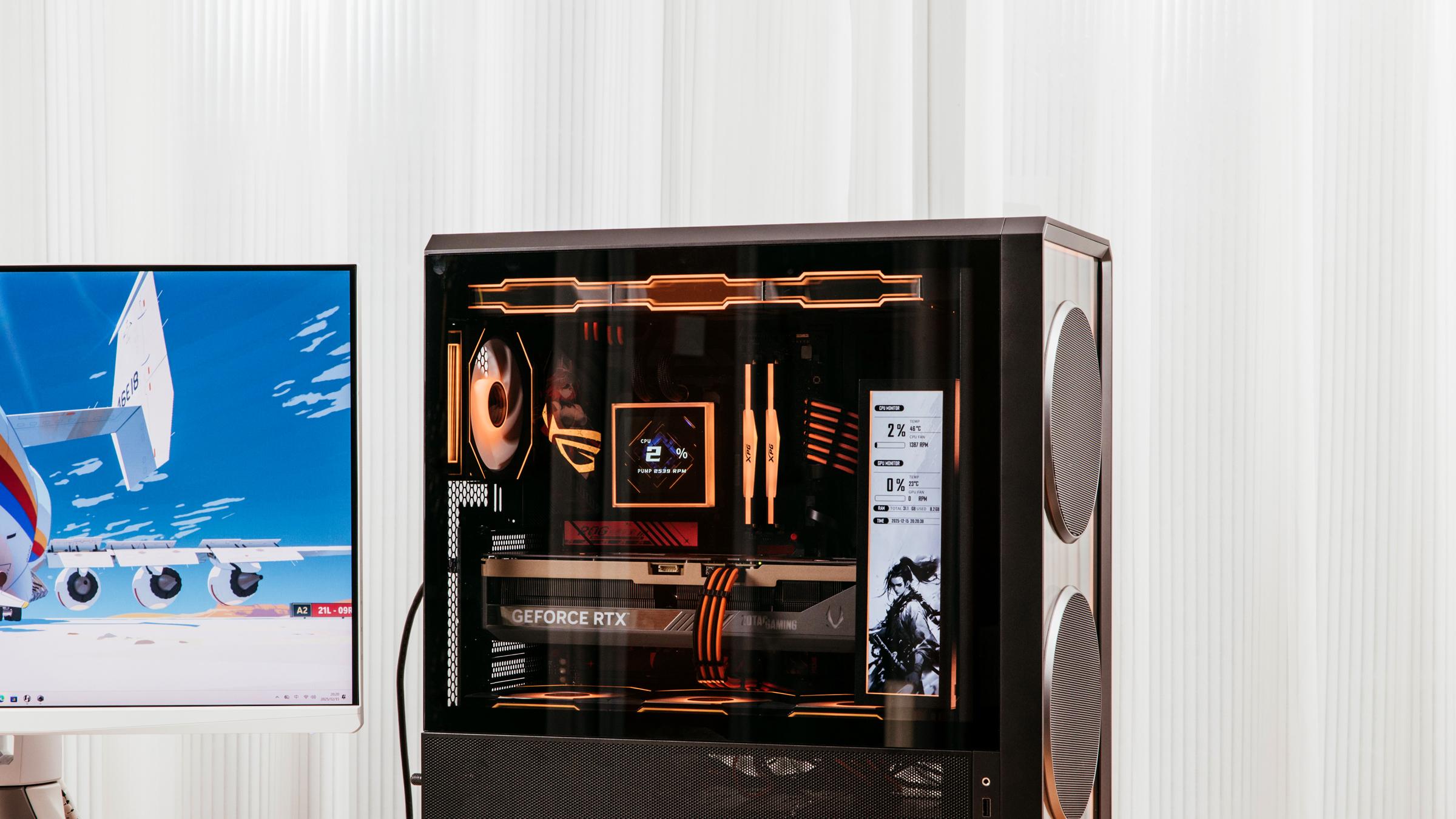 玻璃开孔无限镜面，联力217无限镜+RO姬X870+索泰RTX 50显卡装机