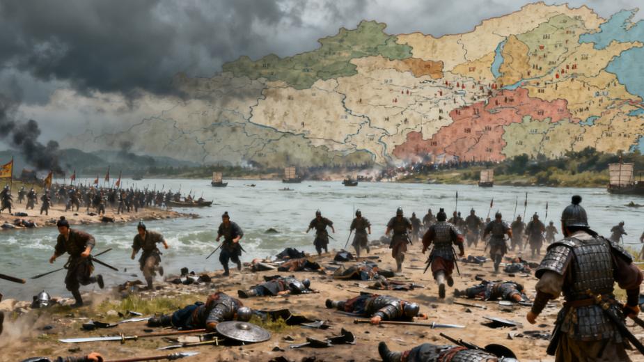 淝水之战 - 东晋谢玄以少胜多，前秦苻坚溃败，北方再次分裂