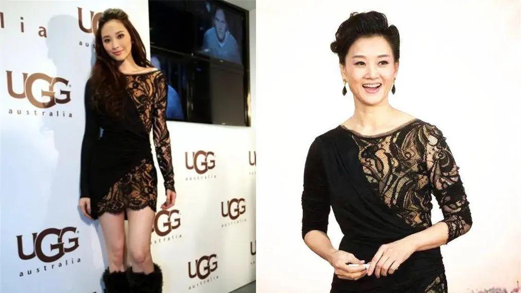 44岁吴佩慈穿蕾丝裙撞衫56岁宋祖英，赢了身材输了气质，一个俗气不堪，一个端庄大气